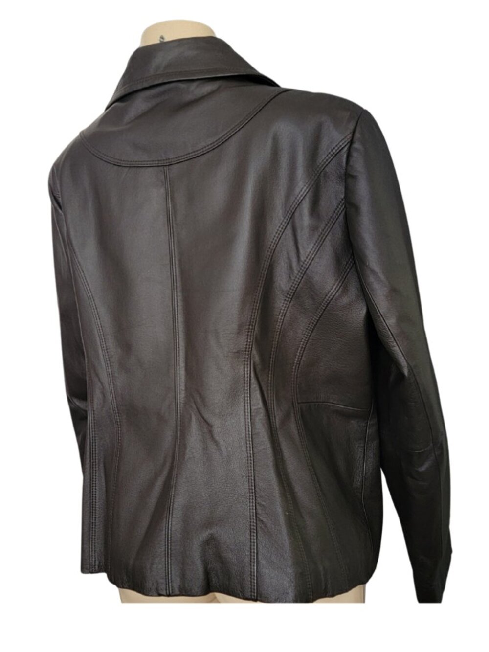 EAST 5TH Fitted Brown Leather Jacket Fully Lined Blazer/Jacket Zip Up - Picture 2 of 13
